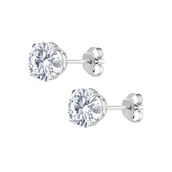 CERTIFIED 14k White Gold 2.ct Diamond Stud Earrings Moissanite Charles Colvard - Picture 1 of 6